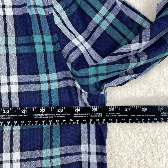 Ocean & Coast Shirts Mens XL Green Blue Plaid Button Up Long Sleeve  Flip Cuffs - Picture 8 of 12